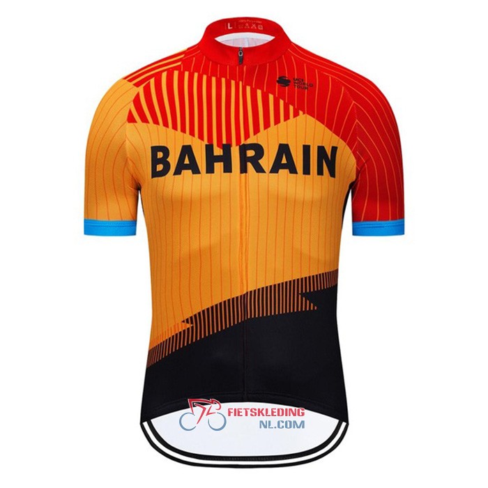 Bahrain Fietsshirt Met Korte Mouwen 2020 en Korte Koersbroek Oranje Zwart